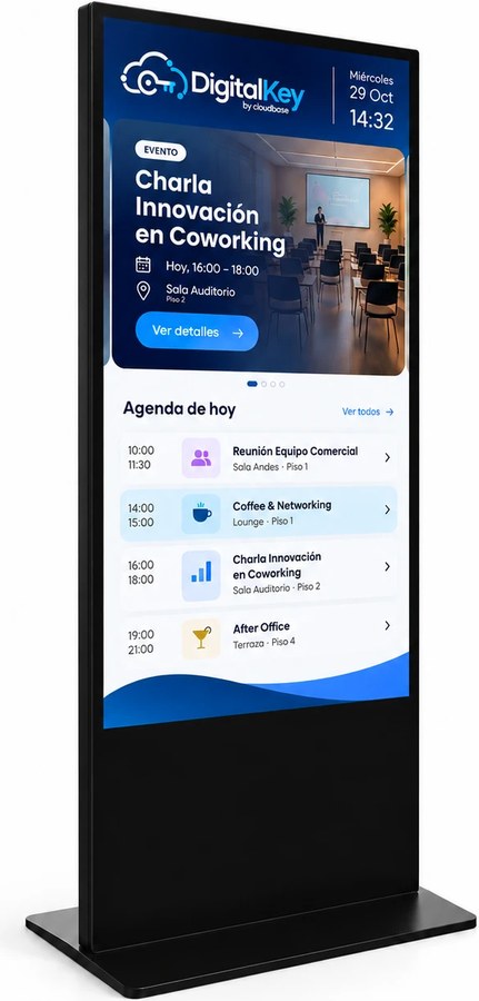 Tótem DigitalSignage con agenda y eventos del edificio